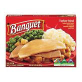 Banquet Dinners&nbsp;Turkey Meal&nbsp;w/Gravy Dressing Mashed Potatoes & Peas Full-Size Picture